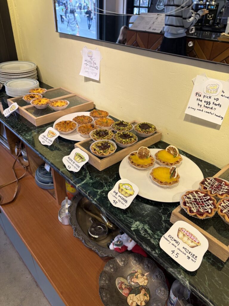Nakrang Parlor Review Near Hongdae Station Famous egg tart dessert at a hidden Hongdae café