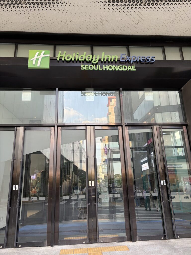 Staying at Holiday Inn Express Seoul Hongdae Near AREX arex hongdae station hotel entrance