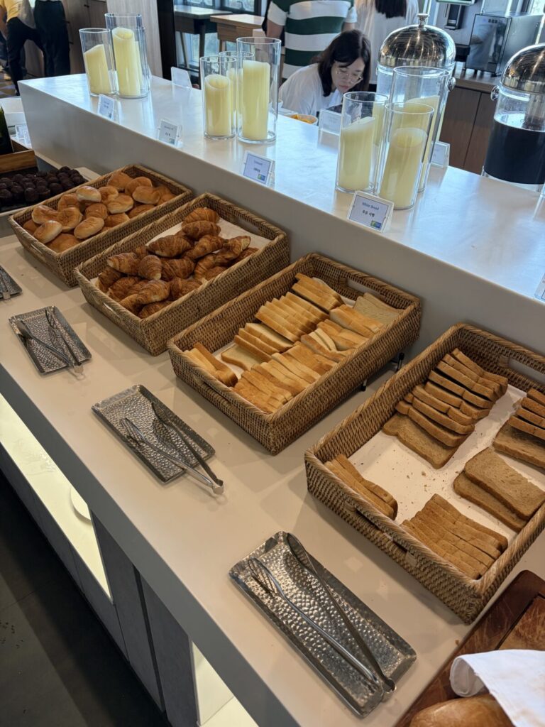 Holiday Inn Express Seoul Hongdae Breakfast Review: My Honest Experience Bread and pastry selection at Holiday Inn Express Seoul Hongdae breakfast buffet