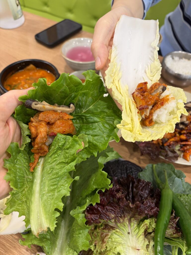 Traditional Korean Ssambap Near Hongdae | Yeonnam-dong Review Traditional Korean ssambap wrapped in fresh vegetables