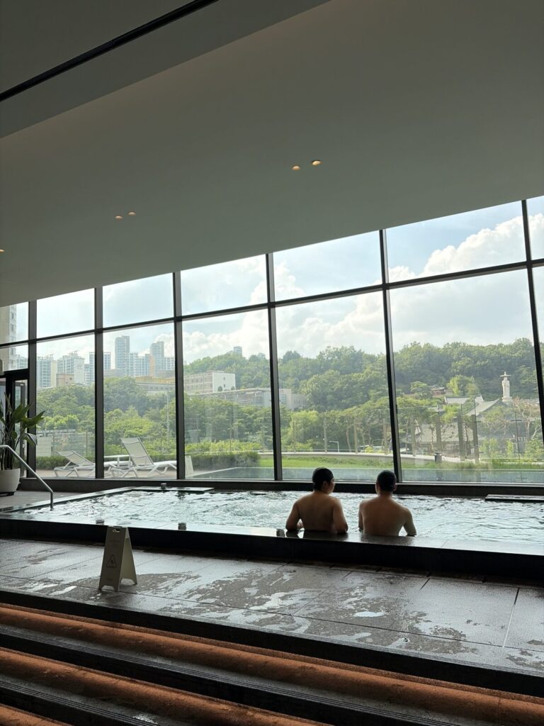 Indoor pool with Bongeunsa view